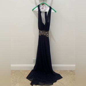 Navy Blue mesh and sequin dress